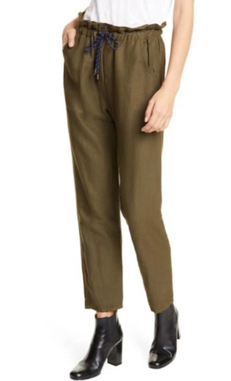 Veronica Beard Jay Ankle Carrot Pants in Army Green Small